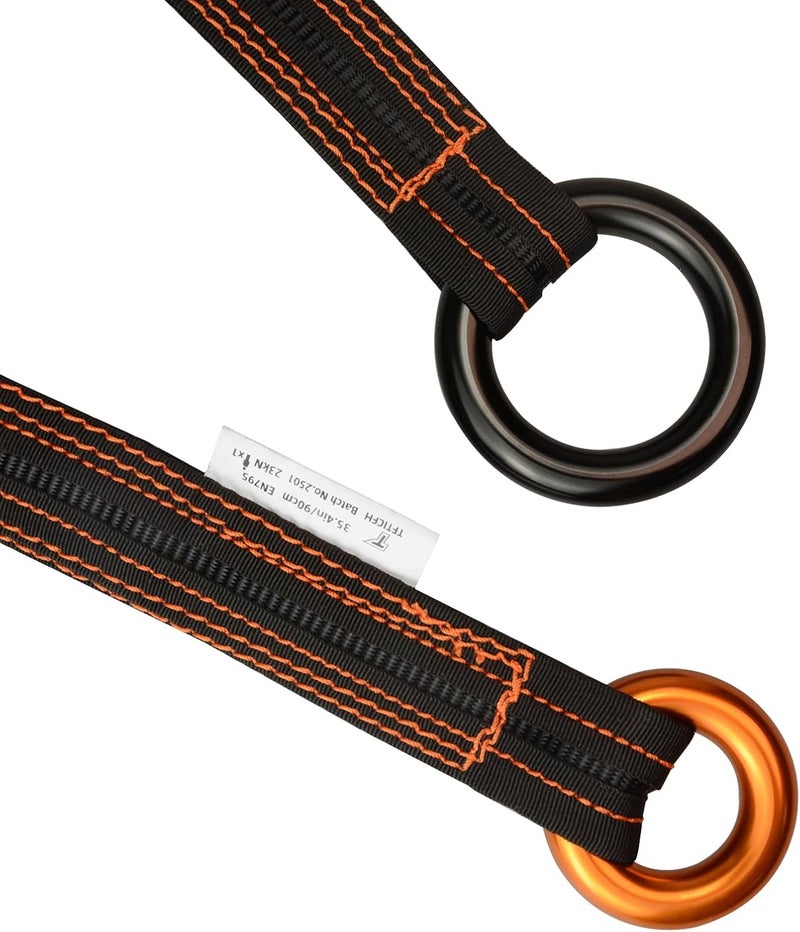 TFTICFH Friction Saver, 23kN Cambium Saver Retrievable Anchor, Climbing Rope Loop Belt Sling with Two 25kN Aluminum Rings for Tree Arborist Climbing Rappeling - Image 3